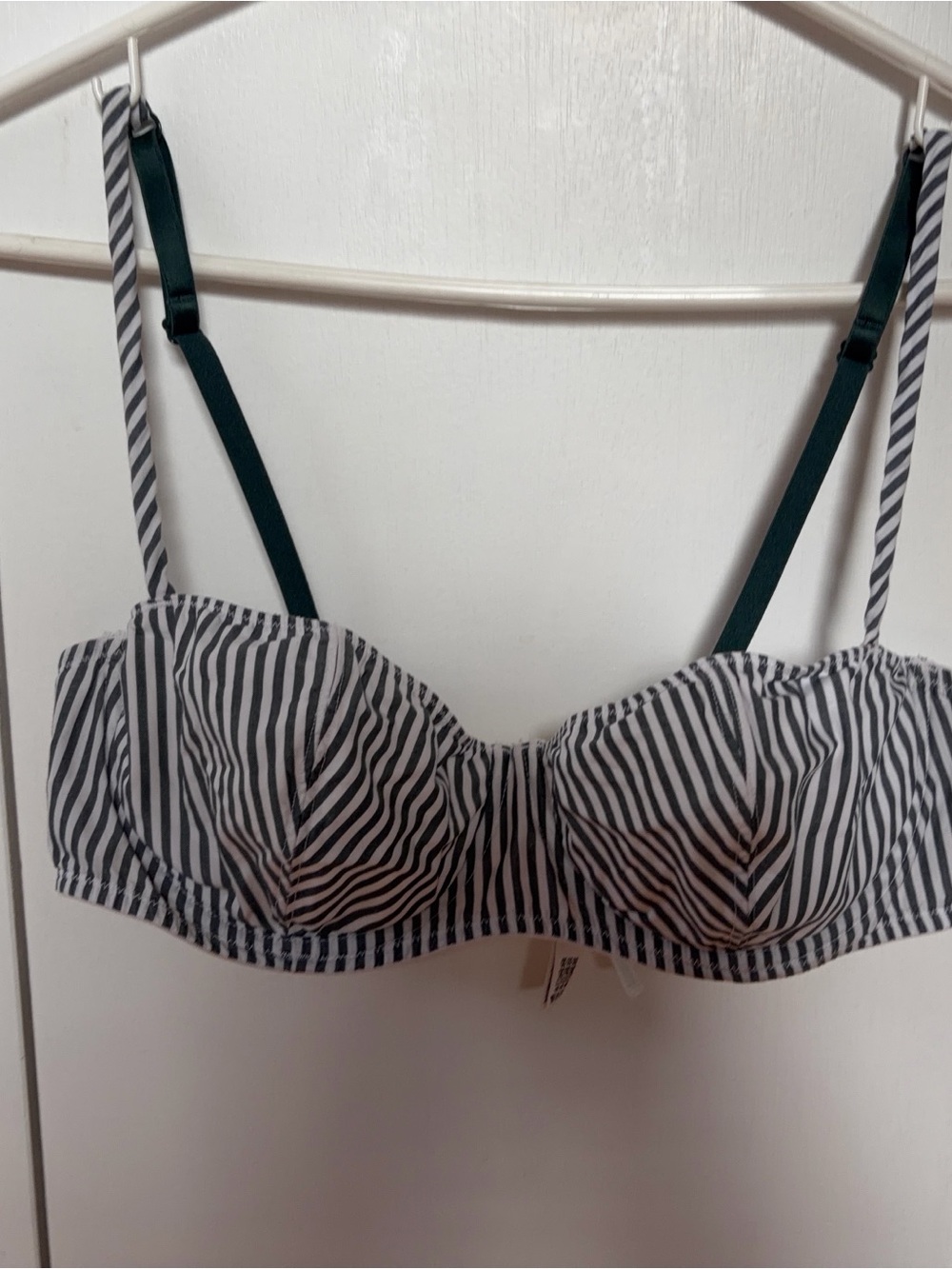 Victoria's Secret PINK unlined cotton Green and White Striped Balconette Bra